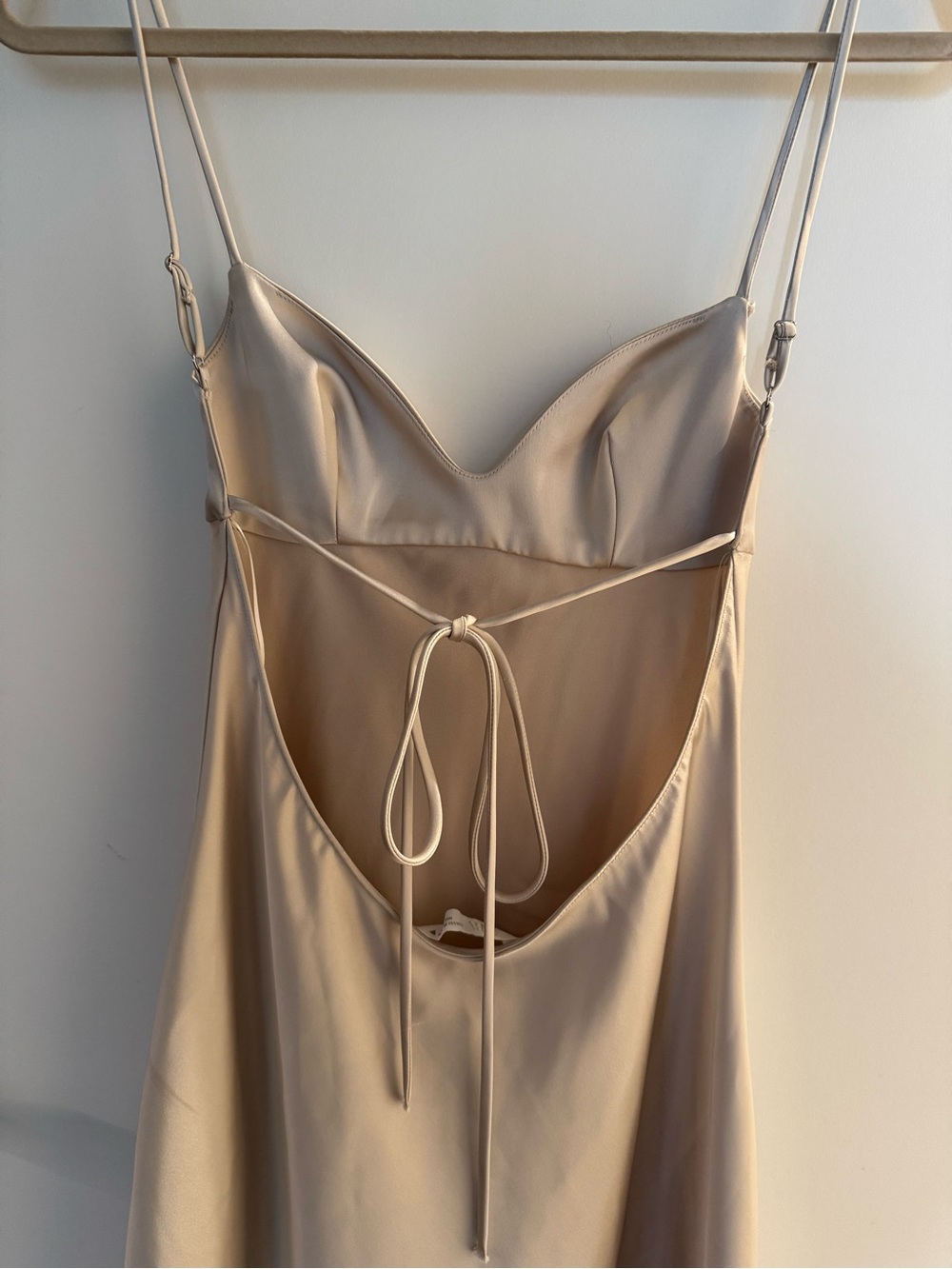 Zara Satin Slip Midi Dress in Champagne Beige - Picture 4 of 4